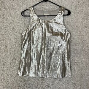 J Crew Sleeveless Blouse Womens Size 4 Metallic Tank Top Golden Flashy Club
